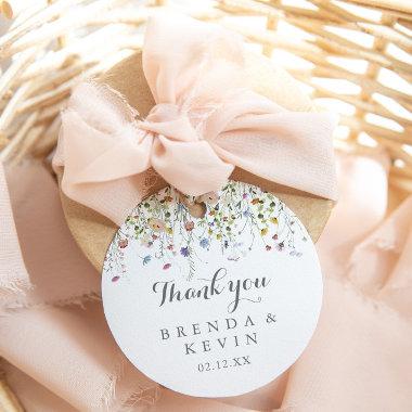 Colorful Dainty Wild Thank You Wedding Favor Classic Round Sticker