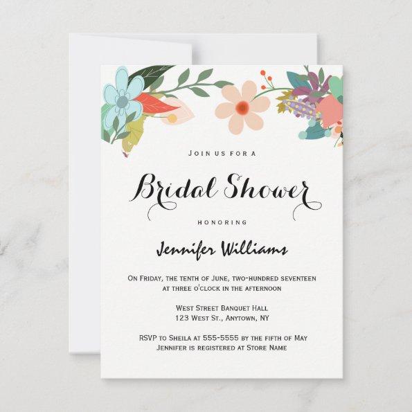 Colorful floral bridal shower invitations