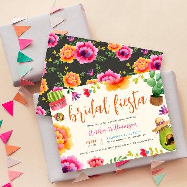 Colorful Floral Mexican Fiesta Bridal Shower Invitations
