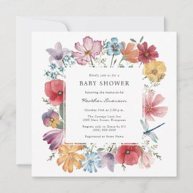 Colorful Flowers Bridal Shower Invitations
