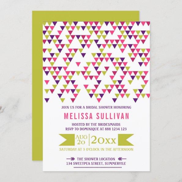 Colorful Geometric Triangles Bridal Shower Invitations