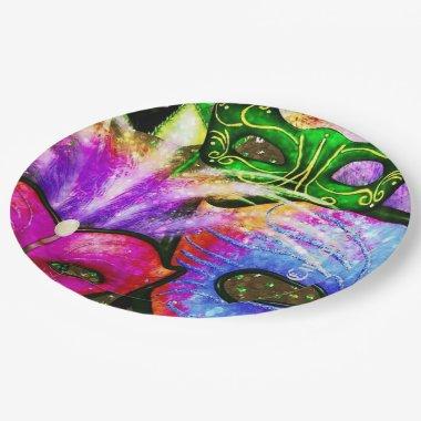 Colorful Mardi Gras Masks Paper Plates