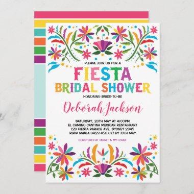 Colorful Mexican Fiesta Floral Bridal Shower Invitations