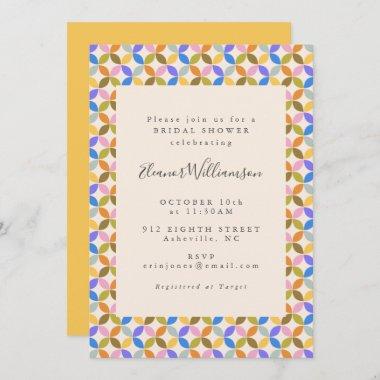 Colorful Modern Geometric Yellow Bridal Shower Invitations