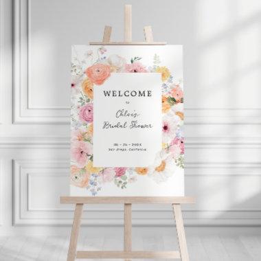Colorful Pastel Floral Bridal Shower Welcome Foam Board