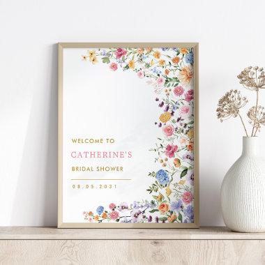 Colorful Spring Wildflower Bridal Shower Welcome Poster