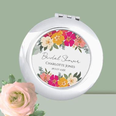 Colorful Summer Garden Bright Floral Bridal Shower Compact Mirror
