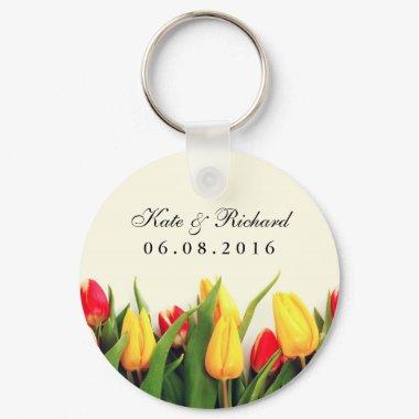 Colorful Tulips Floral Wedding Favor Keychain