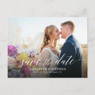 Colorful Watercolor Flower Wedding Save Date Photo PostInvitations