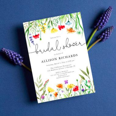Colorful wildflowers spring bridal shower Invitations