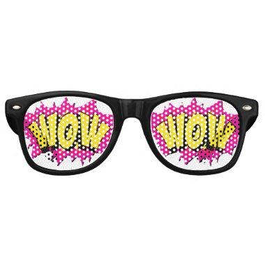 Comic Pop Art Yellow Purple WOW Novelty Funny Joke Retro Sunglasses