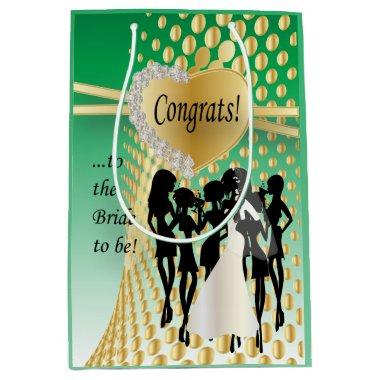 Congrats to the Bride to Be | Green Medium Gift Bag