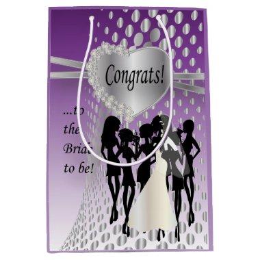 Congrats to the Bride to Be - Purple Medium Gift Bag