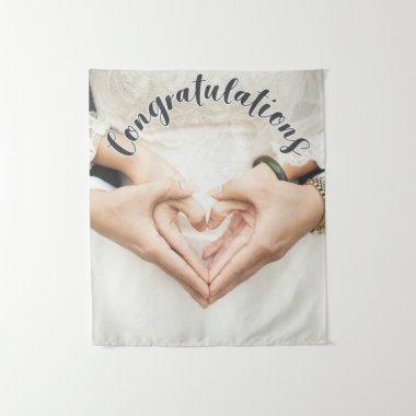 CONGRATULATIONS Grey OVERLAY TEXT Banner Tapestry