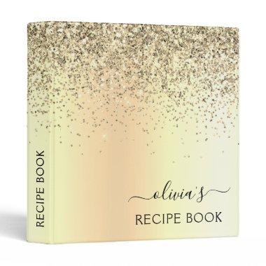 Cookbook Gold Glitter Monogram Recipe Book 3 Ring Binder