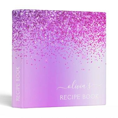 Cookbook Purple Glitter Monogram Recipe Book 3 Ring Binder