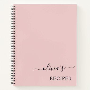 Cookbook Recipe Blush Pink Girly Monogram Notebook