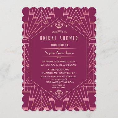 Cooper Rose Great Gatsby 1920s Bridal Shower Invitations