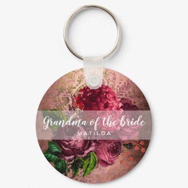 Copper rose gold floral grandma of the bride keychain