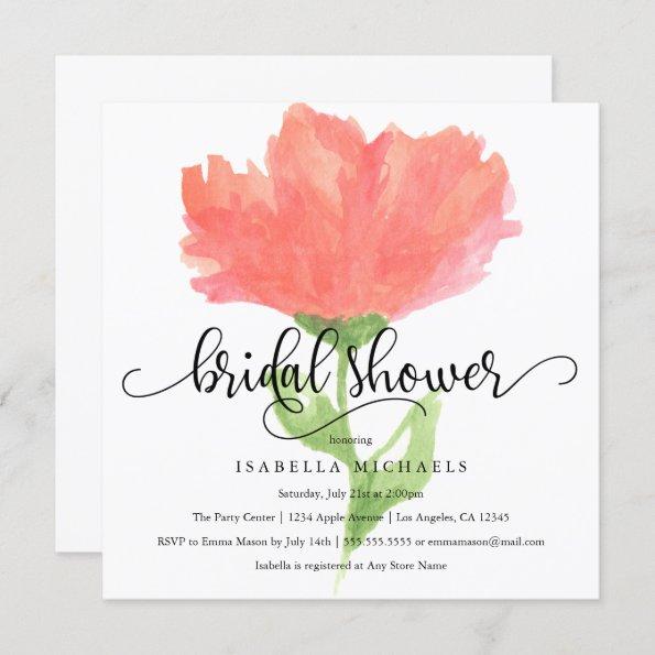 Coral Floral Watercolor | Bridal Shower Invite