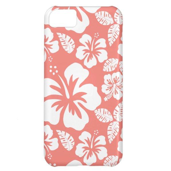 Coral Pink Tropical Hibiscus Cover For iPhone 5C