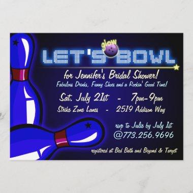 Cosmic Glow Bowling Bridal Shower Invitations