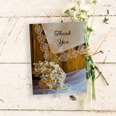 Country Lace and Flowers Barn Wedding Thank You PostInvitations