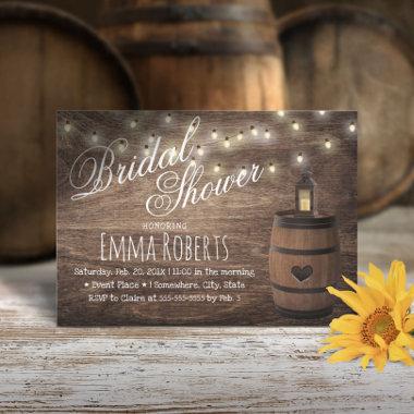 Country Lantern & Wine Barrel Bridal Shower Invitations