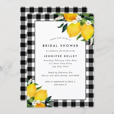 Country Lemons and Gingham Bridal Shower Invitations