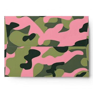 Country Pink Green Army Camo Camouflage Birthday Envelope