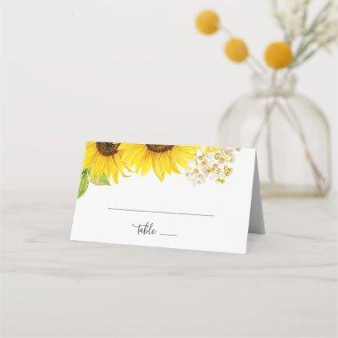Country Sunflower Folded Wedding Place Invitations