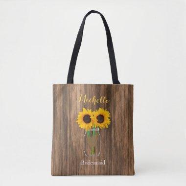Country Sunflower Mason Jar - Team Bride Tote Bag