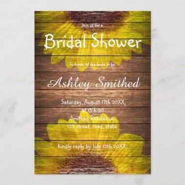 Country sunflowers rustic wood bridal shower Invitations