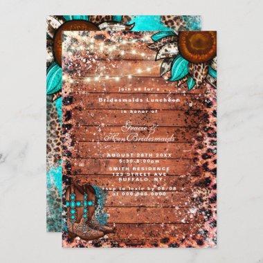 Country Turquoise Bridesmaids Luncheon Invitations