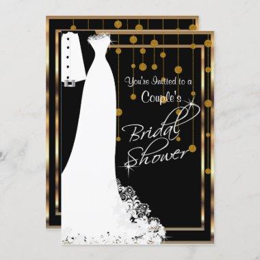 Couple Bridal Shower in Black & Gold Invitations