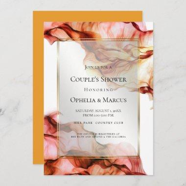 COUPLE's SHOWER | Abstract Ink Autumn Colors 2 Invitations