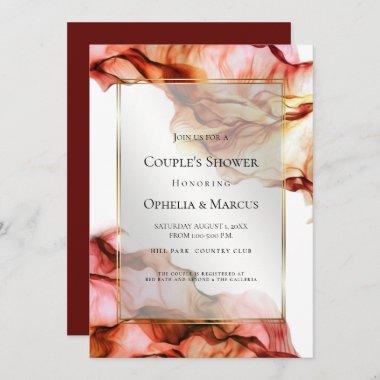 COUPLE's SHOWER | Abstract Ink Autumn Colors Invitations