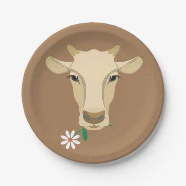 Cow Farm County Wedding Party Birthday Brown Paper Plates