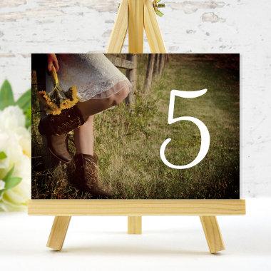 Cowgirl Sunflowers Western Wedding Table Numbers
