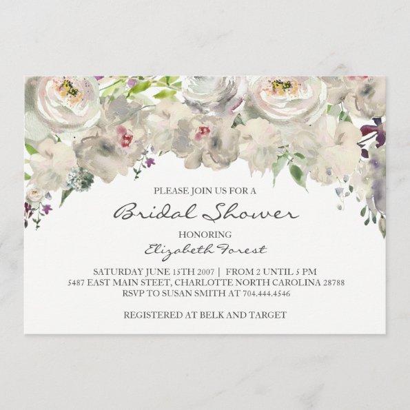 Cream flower bridal shower Invitations