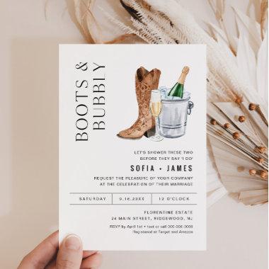 CRISTAL Boots & Bubbly Couples Shower Invitations
