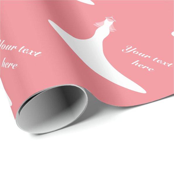 Custom coral pink bridal shower wrapping paper