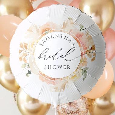 Custom Elegant Peach Floral Bridal Shower Balloon