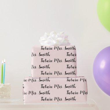Custom last name future Mrs. bridal shower Wrapping Paper