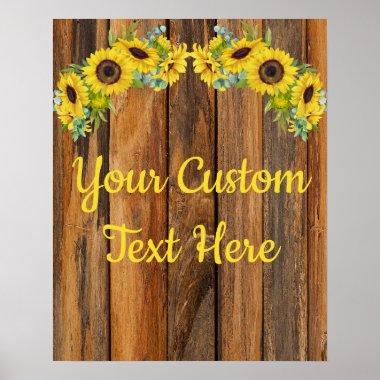 Custom Rustic Sunflower Anniversary Party Sign