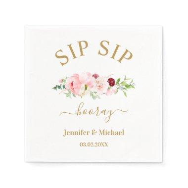 Custom "SIP SIP HOORAY Flowers Napkins