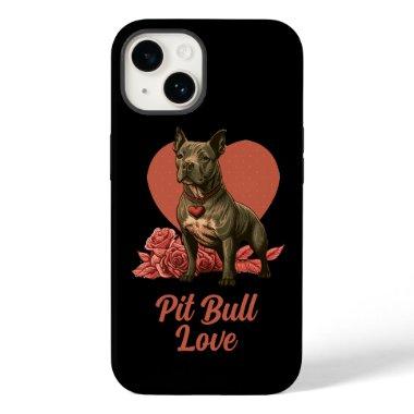 Custom Text Name Romantic Pit Bull Dog Case-Mate iPhone 14 Case