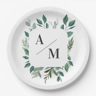 Customer-specific Monogram Leafy Paper Plates