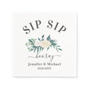 Customer-specific "SIP SIP HOORAY" Flowers Napkins