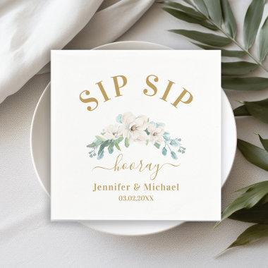 Customer-specific "SIP SIP HOORAY" Flowers Napkins